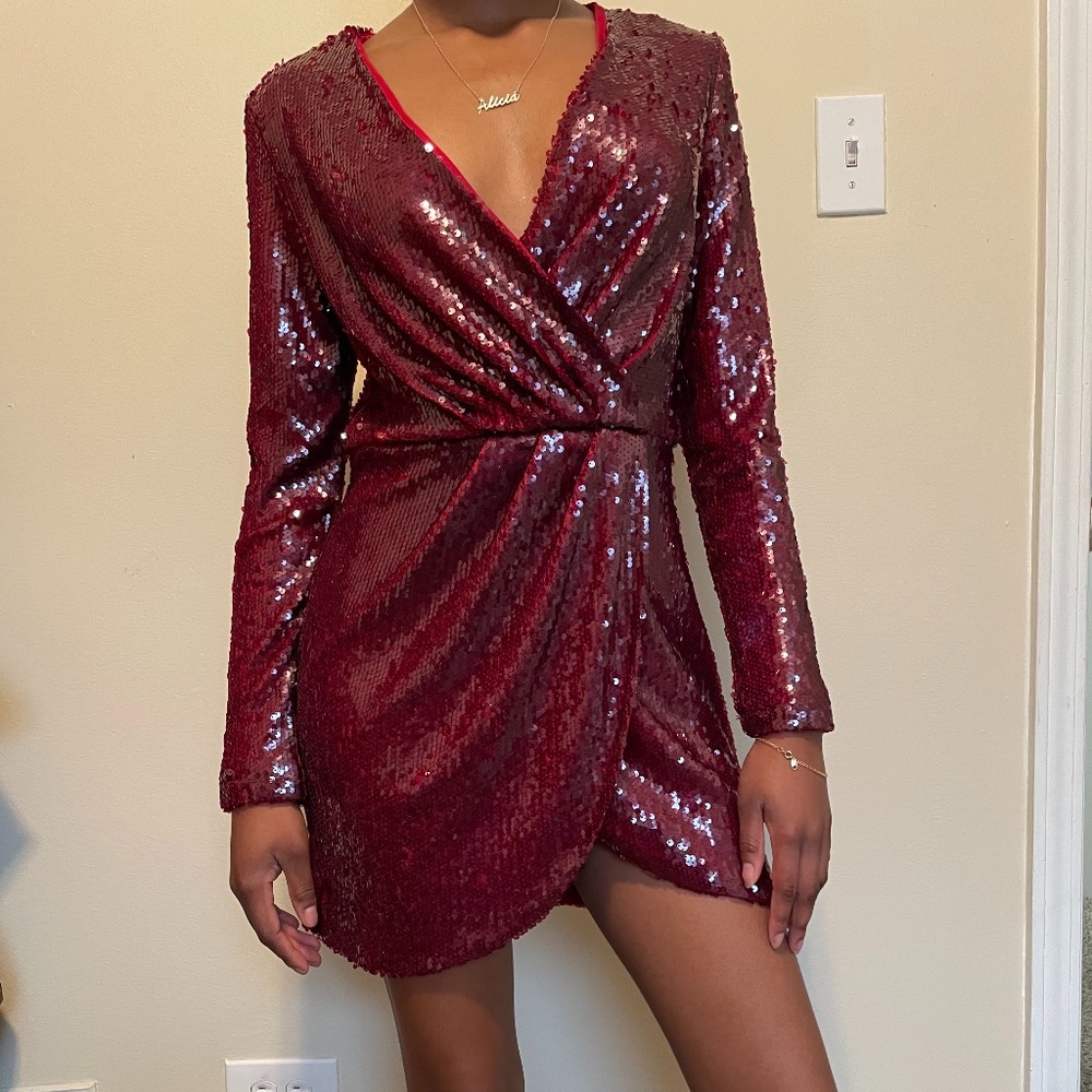 Red Sequin Dress- Missguided
